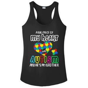 A Big Piece Of My Heart Has Autism And He's My Brother Ladies PosiCharge Competitor Racerback Tank