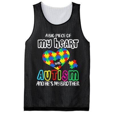 A Big Piece Of My Heart Has Autism And He's My Brother Mesh Reversible Basketball Jersey Tank