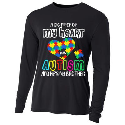 A Big Piece Of My Heart Has Autism And He's My Brother Cooling Performance Long Sleeve Crew