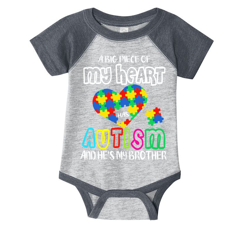 A Big Piece Of My Heart Has Autism And He's My Brother Infant Baby Jersey Bodysuit