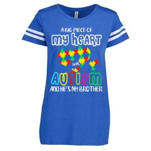 A Big Piece Of My Heart Has Autism And He's My Brother Enza Ladies Jersey Football T-Shirt