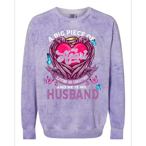 A Big Piece Of My Heart Lives In Heaven And He Is My Husband Cute Gift Colorblast Crewneck Sweatshirt