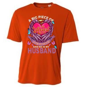 A Big Piece Of My Heart Lives In Heaven And He Is My Husband Cute Gift Cooling Performance Crew T-Shirt