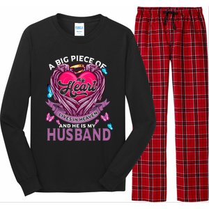 A Big Piece Of My Heart Lives In Heaven And He Is My Husband Cute Gift Long Sleeve Pajama Set