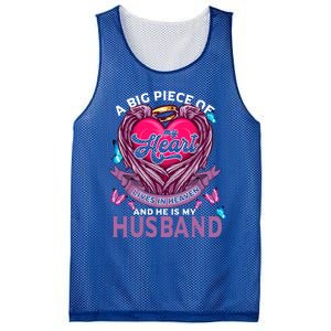 A Big Piece Of My Heart Lives In Heaven And He Is My Husband Cute Gift Mesh Reversible Basketball Jersey Tank