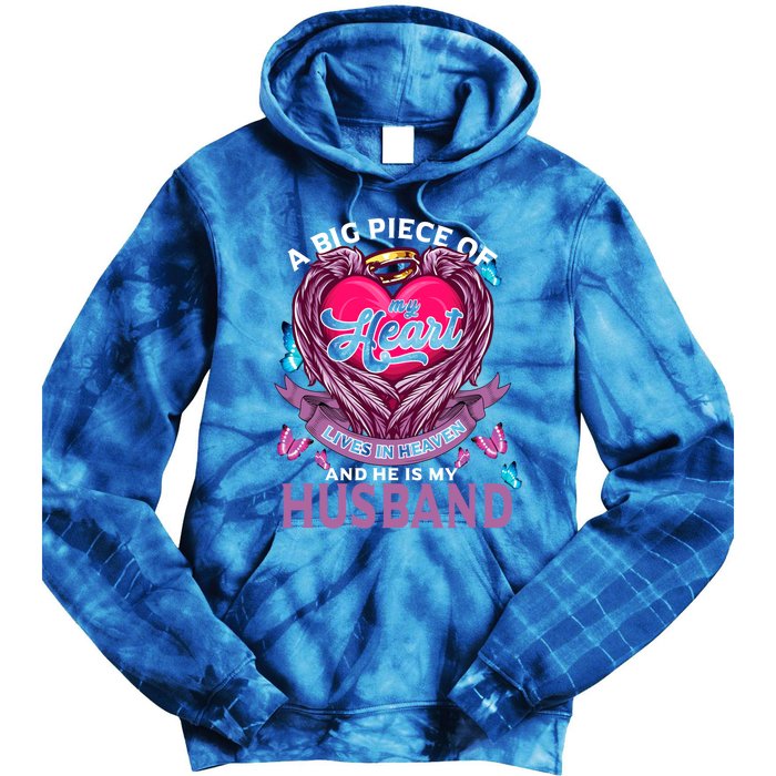 A Big Piece Of My Heart Lives In Heaven And He Is My Husband Cute Gift Tie Dye Hoodie