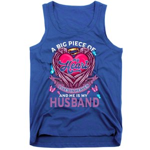 A Big Piece Of My Heart Lives In Heaven And He Is My Husband Cute Gift Tank Top