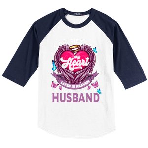 A Big Piece Of My Heart Lives In Heaven And He Is My Husband Cute Gift Baseball Sleeve Shirt