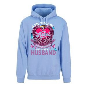 A Big Piece Of My Heart Lives In Heaven And He Is My Husband Cute Gift Unisex Surf Hoodie