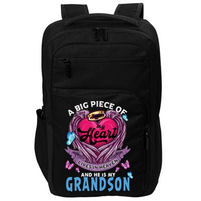 A Big Piece Of My Heart Lives In Heaven He Is My Grandson Gift Impact Tech Backpack
