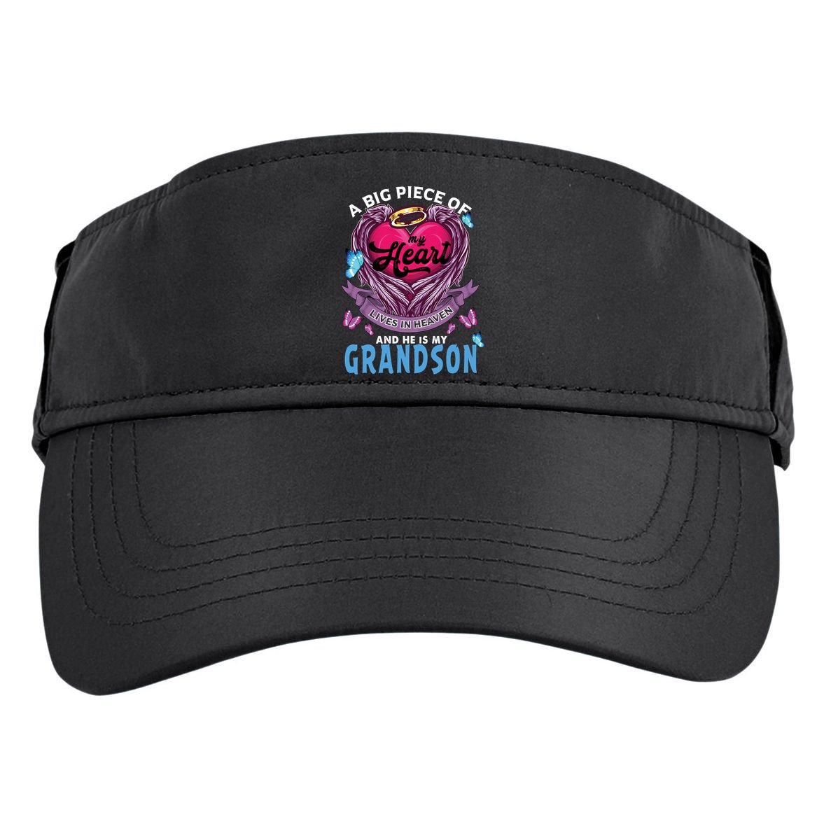 A Big Piece Of My Heart Lives In Heaven He Is My Grandson Gift Adult Drive Performance Visor