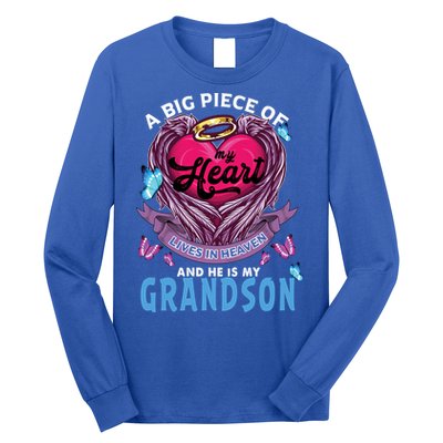 A Big Piece Of My Heart Lives In Heaven He Is My Grandson Gift Long Sleeve Shirt