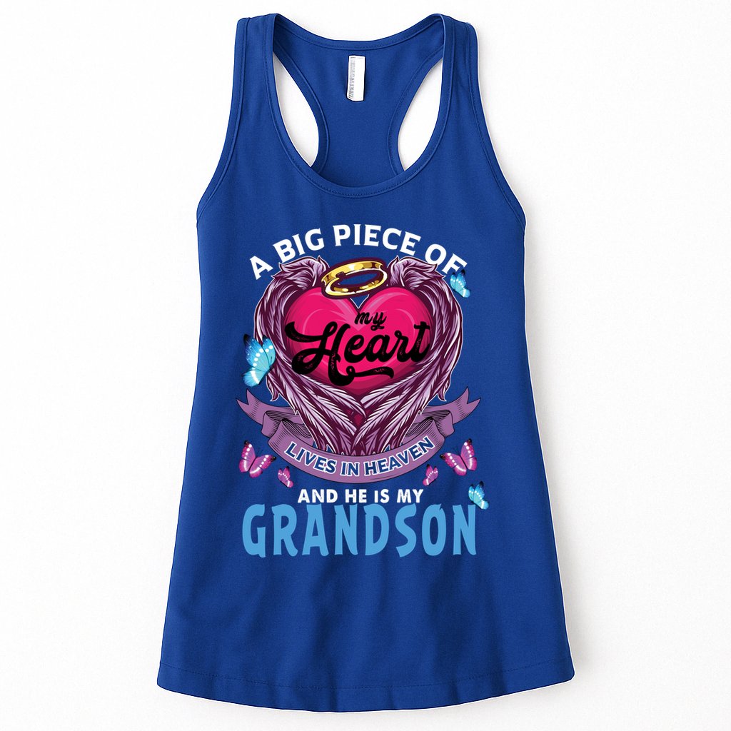 A Big Piece Of My Heart Lives In Heaven He Is My Grandson Gift Womens Tank Top