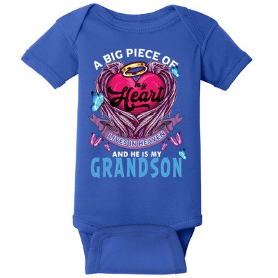 A Big Piece Of My Heart Lives In Heaven He Is My Grandson Gift Baby Bodysuit