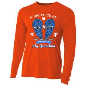 A Big Piece Of My Heart Lives In Heaven She Is My Grandma Gift Cooling Performance Long Sleeve Crew