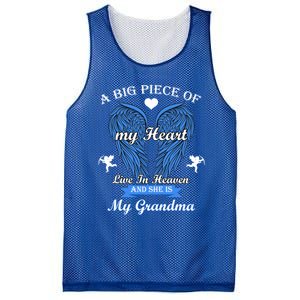 A Big Piece Of My Heart Lives In Heaven She Is My Grandma Gift Mesh Reversible Basketball Jersey Tank