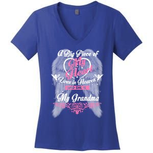 A Big Piece Of My Heart Lives In Heaven She Is My Grandma Gift Women's V-Neck T-Shirt