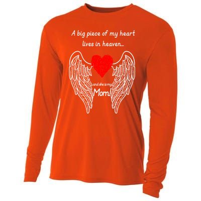 A Big Piece Of My Heart Lives In Heaven She Is My Mom Gift Cooling Performance Long Sleeve Crew