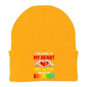 A Big Piece Of My Heart Has Autism And He's My Brother Knit Cap Winter Beanie