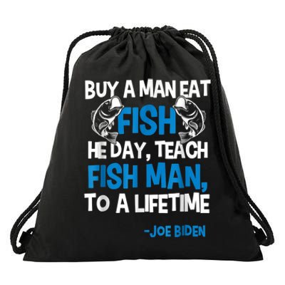 Anti Biden Political Impeach Biden Buy A Man Eat Fish Drawstring Bag