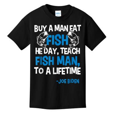 Anti Biden Political Impeach Biden Buy A Man Eat Fish Kids T-Shirt