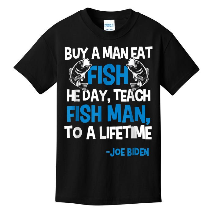 Anti Biden Political Impeach Biden Buy A Man Eat Fish Kids T-Shirt