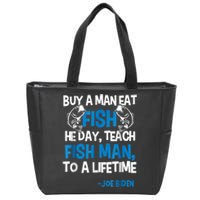 Anti Biden Political Impeach Biden Buy A Man Eat Fish Zip Tote Bag