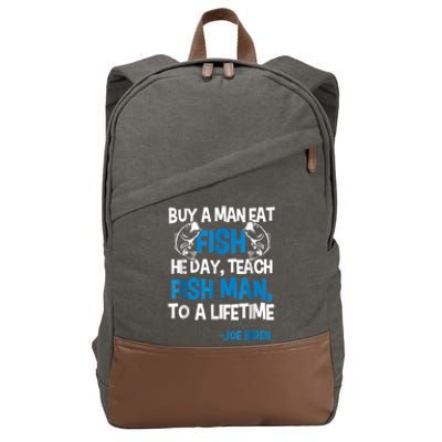 Anti Biden Political Impeach Biden Buy A Man Eat Fish Cotton Canvas Backpack