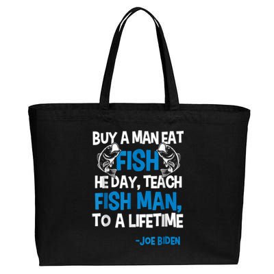 Anti Biden Political Impeach Biden Buy A Man Eat Fish Cotton Canvas Jumbo Tote