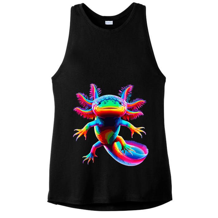 Axolotl Beautiful Pop Art Axolotl Ladies PosiCharge Tri-Blend Wicking Tank
