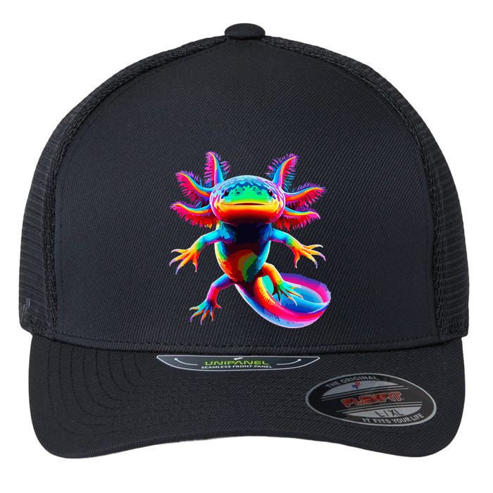 Axolotl Beautiful Pop Art Axolotl Flexfit Unipanel Trucker Cap