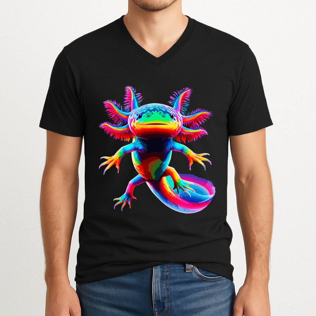 Axolotl Beautiful Pop Art Axolotl V-Neck T-Shirt