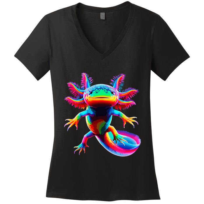 Axolotl Beautiful Pop Art Axolotl Women's V-Neck T-Shirt