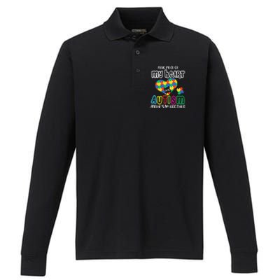 A Big Piece Of My Heart Has Autism And He's My Brother Performance Long Sleeve Polo