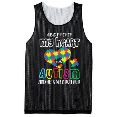 A Big Piece Of My Heart Has Autism And He's My Brother Mesh Reversible Basketball Jersey Tank