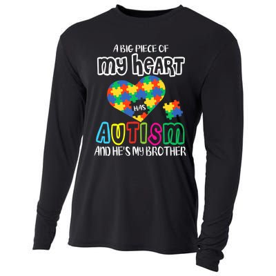 A Big Piece Of My Heart Has Autism And He's My Brother Cooling Performance Long Sleeve Crew