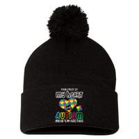 A Big Piece Of My Heart Has Autism And He's My Brother Pom Pom 12in Knit Beanie