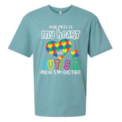 A Big Piece Of My Heart Has Autism And He's My Brother Sueded Cloud Jersey T-Shirt