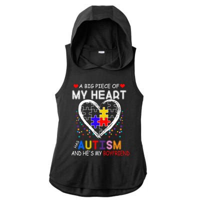 A Big Piece Of My Heart Has Autism And He's My Friend Gift Ladies PosiCharge Tri-Blend Wicking Draft Hoodie Tank