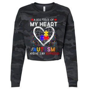 A Big Piece Of My Heart Has Autism And He's My Friend Gift Cropped Pullover Crew