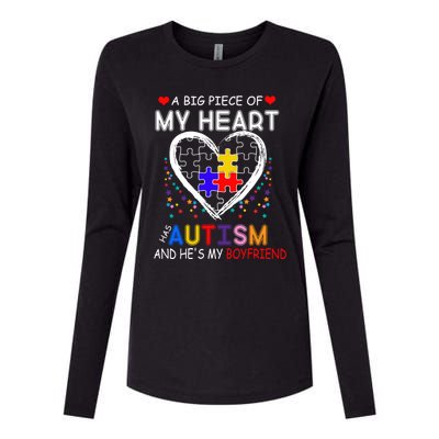 A Big Piece Of My Heart Has Autism And He's My Friend Gift Womens Cotton Relaxed Long Sleeve T-Shirt