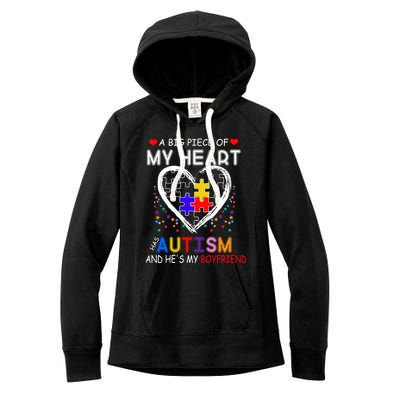 A Big Piece Of My Heart Has Autism And He's My Friend Gift Women's Fleece Hoodie