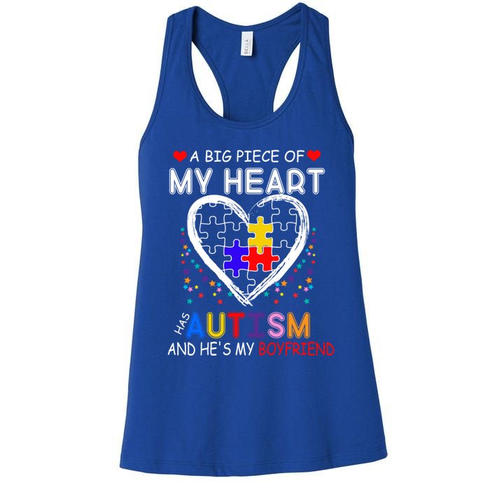 A Big Piece Of My Heart Has Autism And He's My Friend Gift Women's Racerback Tank