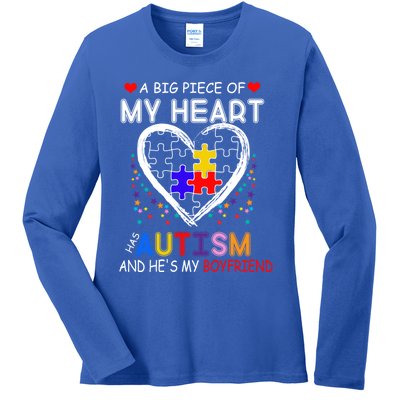 A Big Piece Of My Heart Has Autism And He's My Friend Gift Ladies Long Sleeve Shirt