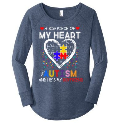 A Big Piece Of My Heart Has Autism And He's My Friend Gift Women's Perfect Tri Tunic Long Sleeve Shirt