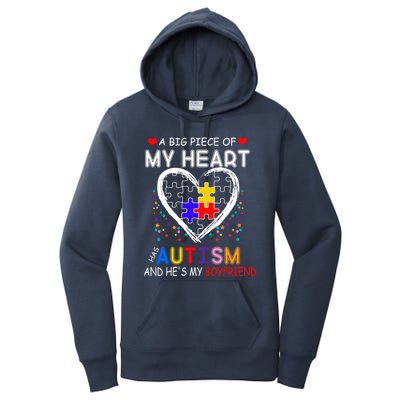 A Big Piece Of My Heart Has Autism And He's My Friend Gift Women's Pullover Hoodie