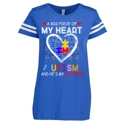 A Big Piece Of My Heart Has Autism And He's My Friend Gift Enza Ladies Jersey Football T-Shirt