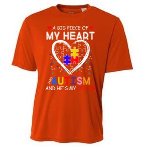 A Big Piece Of My Heart Has Autism And He's My Cousin Meaningful Gift Cooling Performance Crew T-Shirt