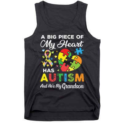 A Big Piece Of My Heart Has Autism And Hes My Grandson Tank Top