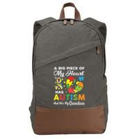 A Big Piece Of My Heart Has Autism And Hes My Grandson Cotton Canvas Backpack